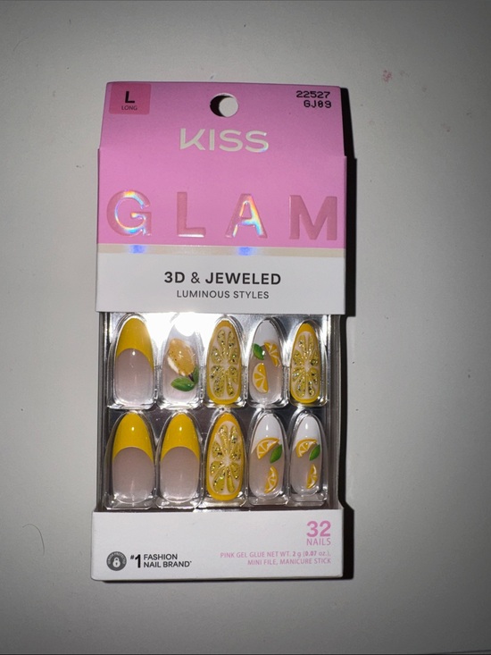 Kiss Other - Kiss GLAM Yellow Lemon Slice 3D Jeweled Press-On Nails